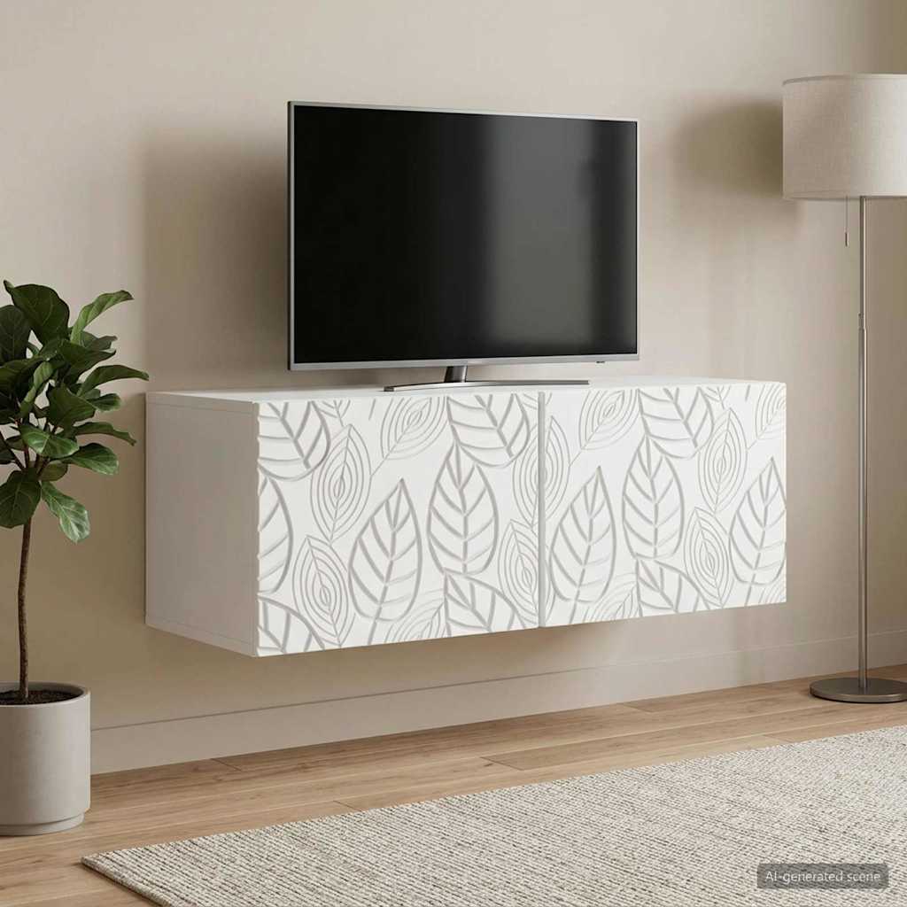 Wandmontierter TV-Schrank 78,5 x 41 x 30 cm Weiß Holzwerkstoff
