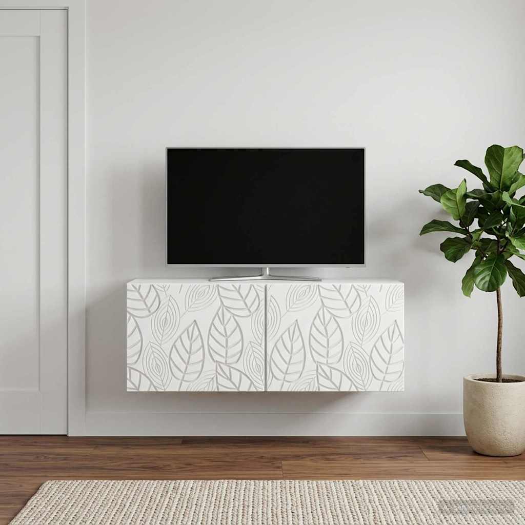 Wandmontierter TV-Schrank 78,5 x 41 x 30 cm Weiß Holzwerkstoff