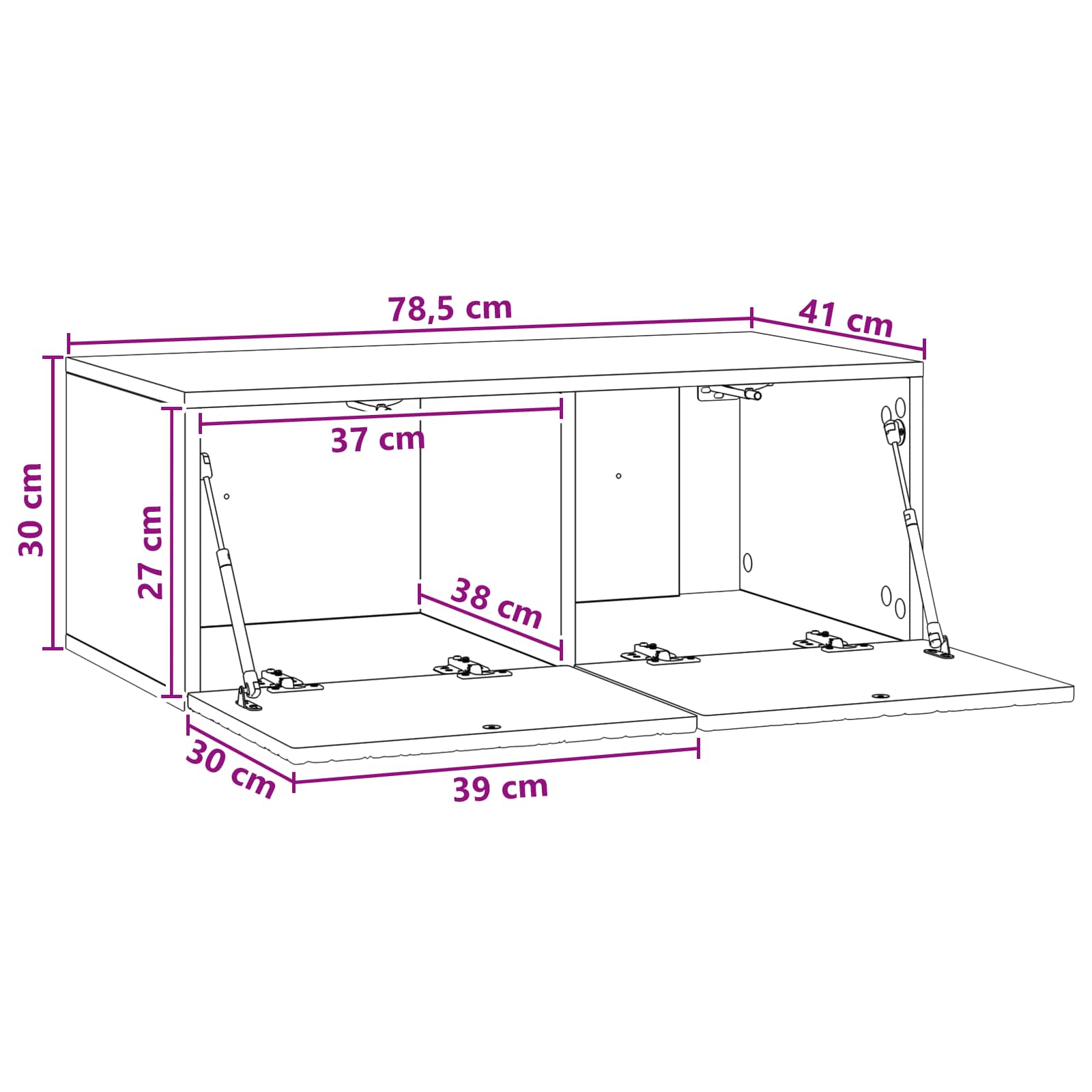 Wandmontierter TV-Schrank 78,5 x 41 x 30 cm Betongrau