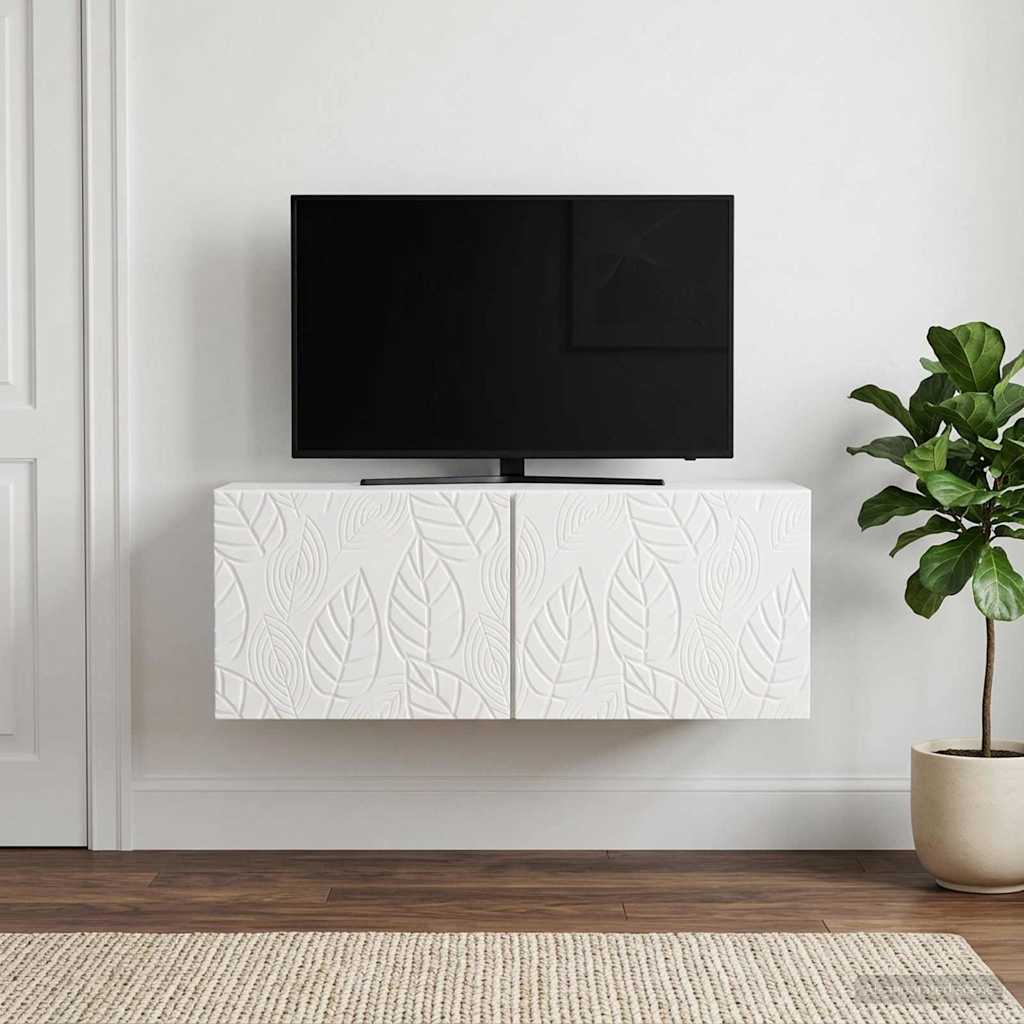 Wandmontierter TV-Schrank 78,5 x 41 x 30 cm Hochglanz Weiß