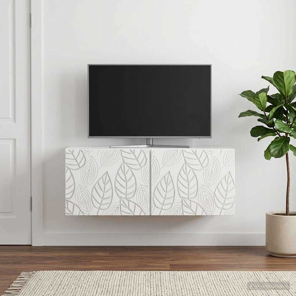 Wandmontierter TV-Schrank 98 x 41 x 30 cm Weiß Holzwerkstoff