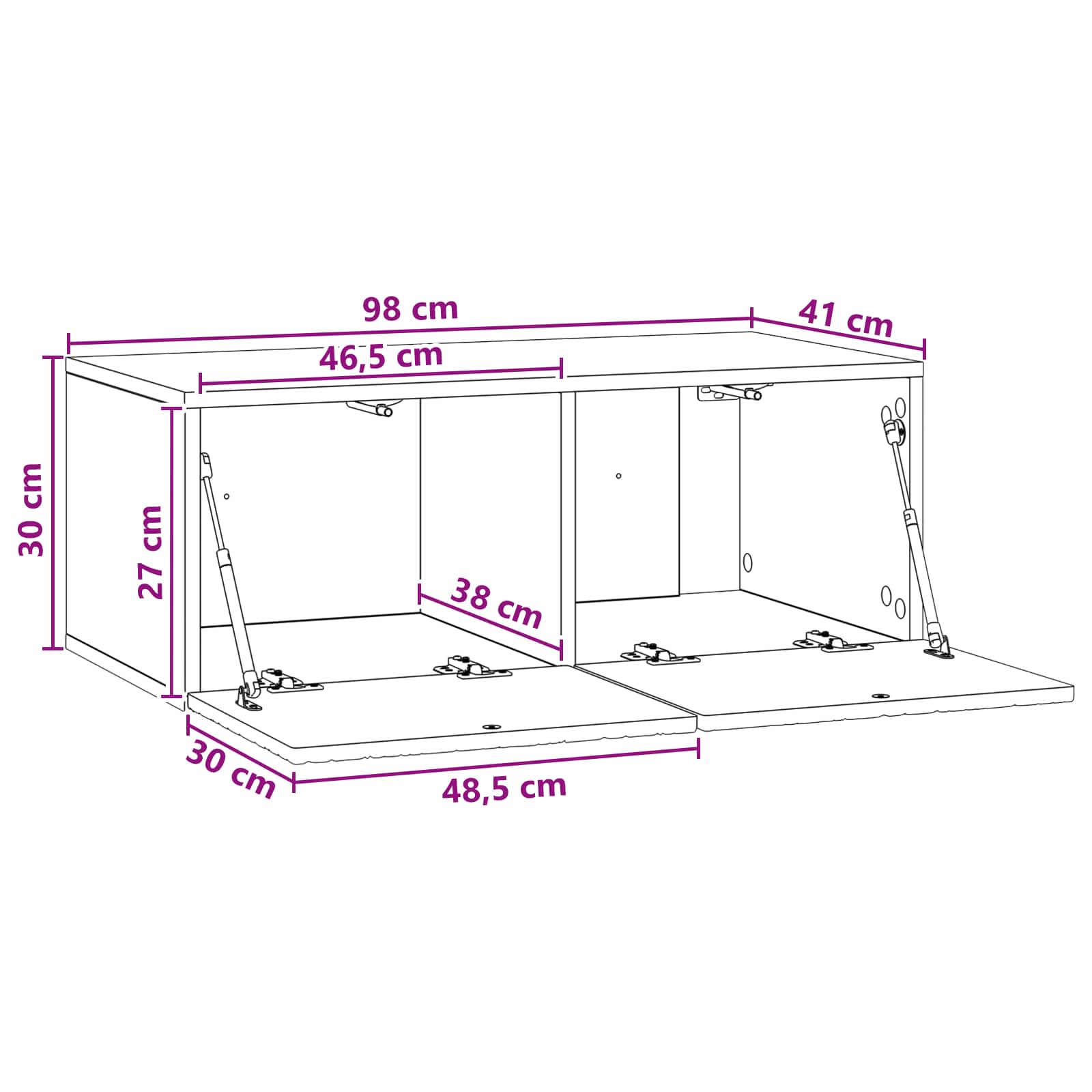 Wandmontierter TV-Schrank 98 x 41 x 30 cm Weiß Holzwerkstoff