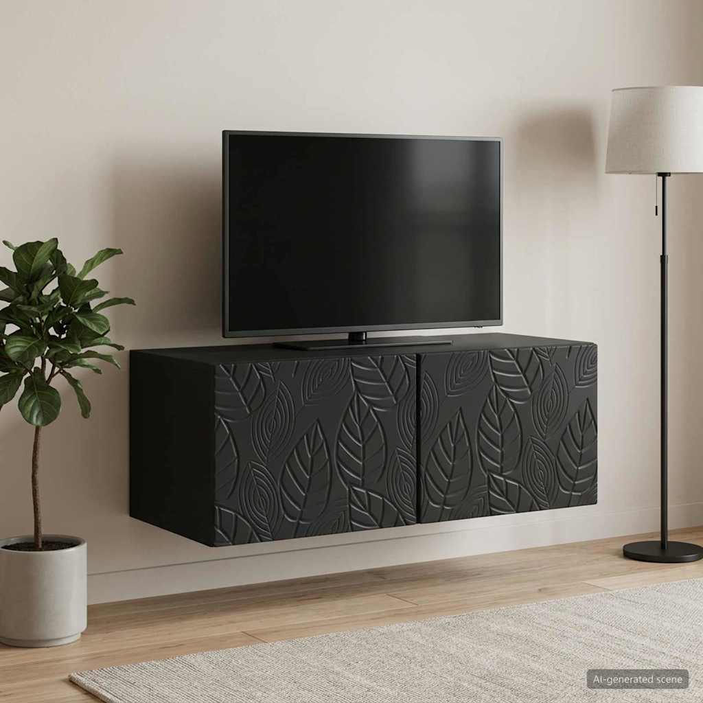Wandmontierter TV-Schrank 98 x 41 x 30 cm Schwarz Holzwerkstoff