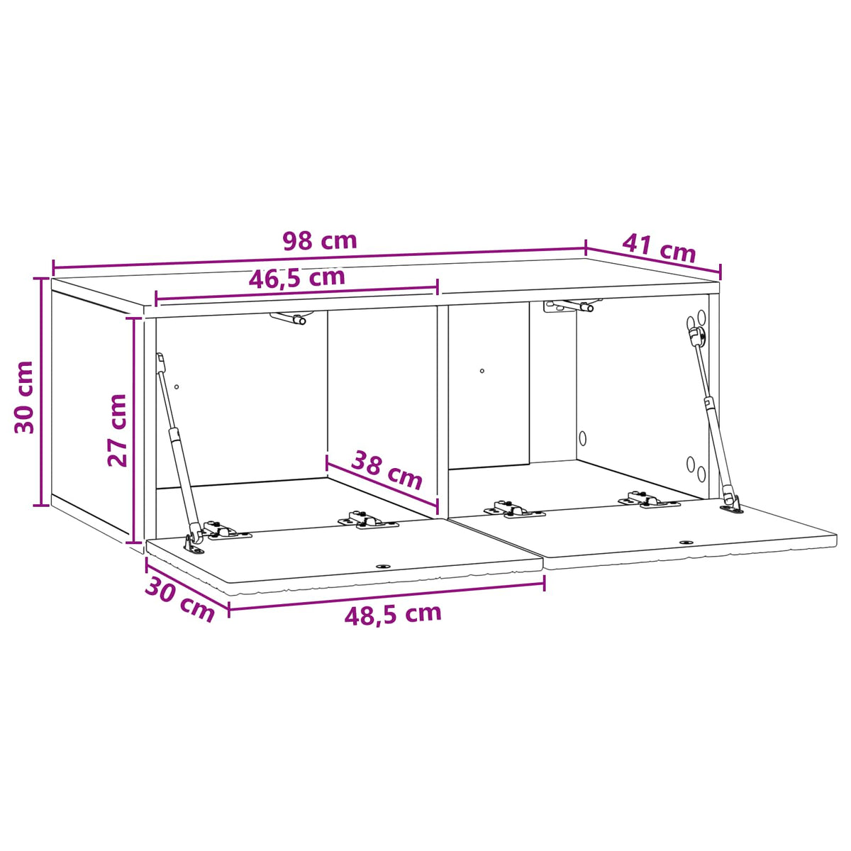 Wandmontierter TV-Schrank 98 x 41 x 30 cm Betongrau