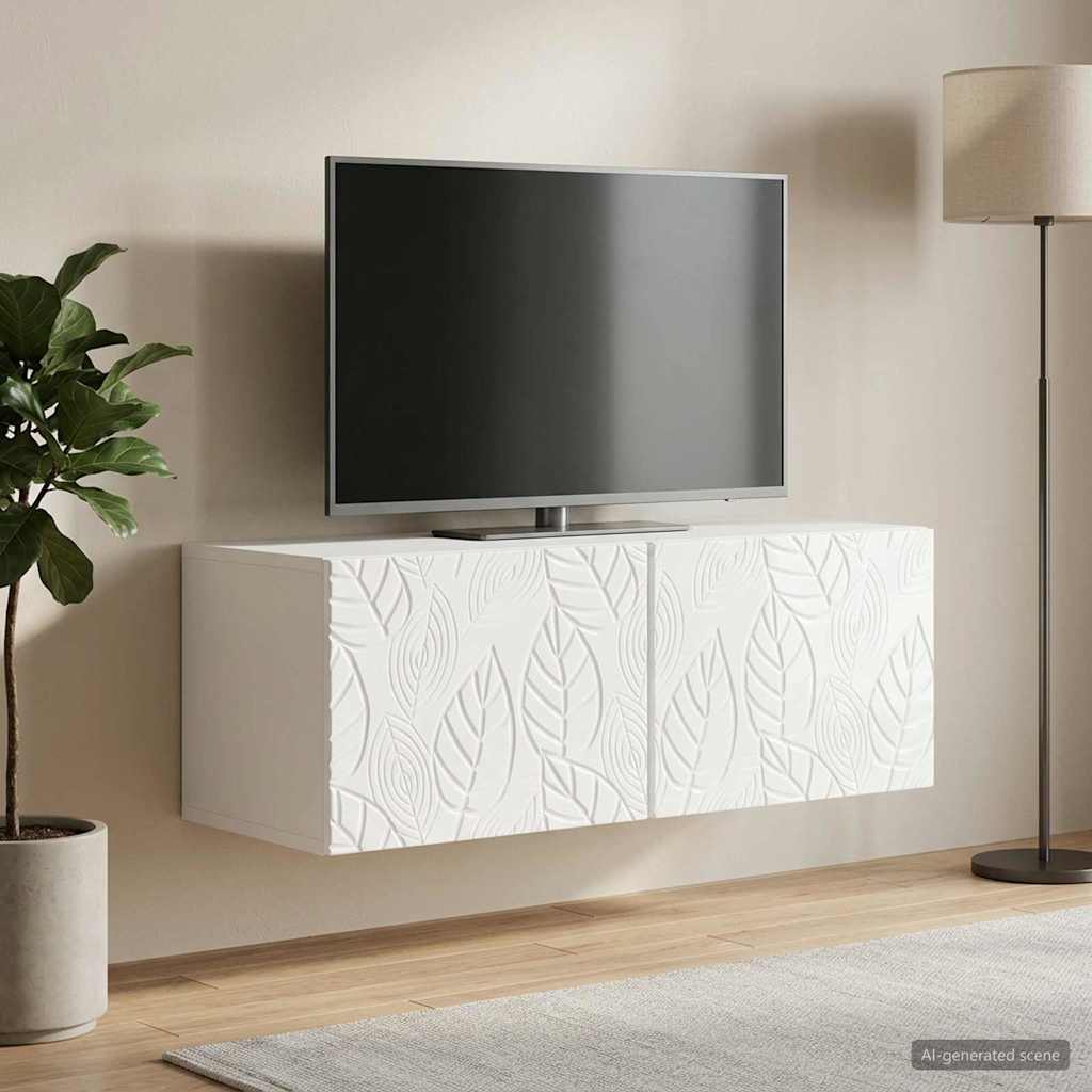 Wandmontierter TV-Schrank 98 x 41 x 30 cm Hochglanz Weiß
