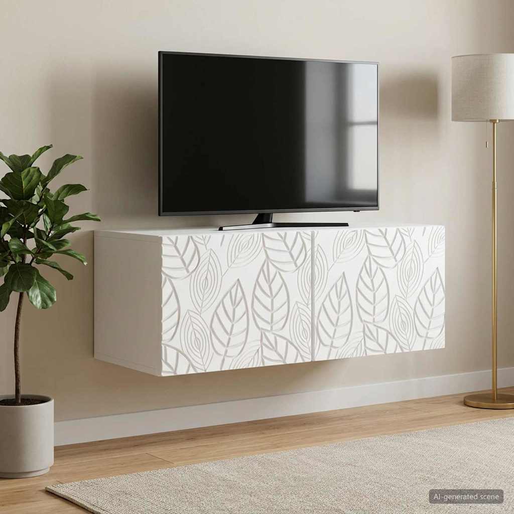 Wandmontierter TV-Schrank 59,5 x 31 cm Weiß Holzwerkstoff