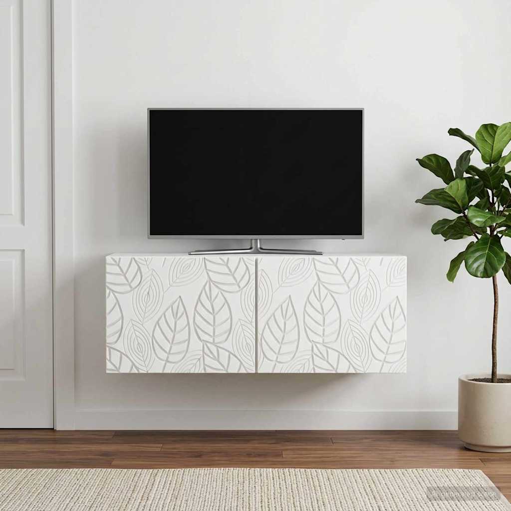 Wandmontierter TV-Schrank 59,5 x 31 cm Weiß Holzwerkstoff
