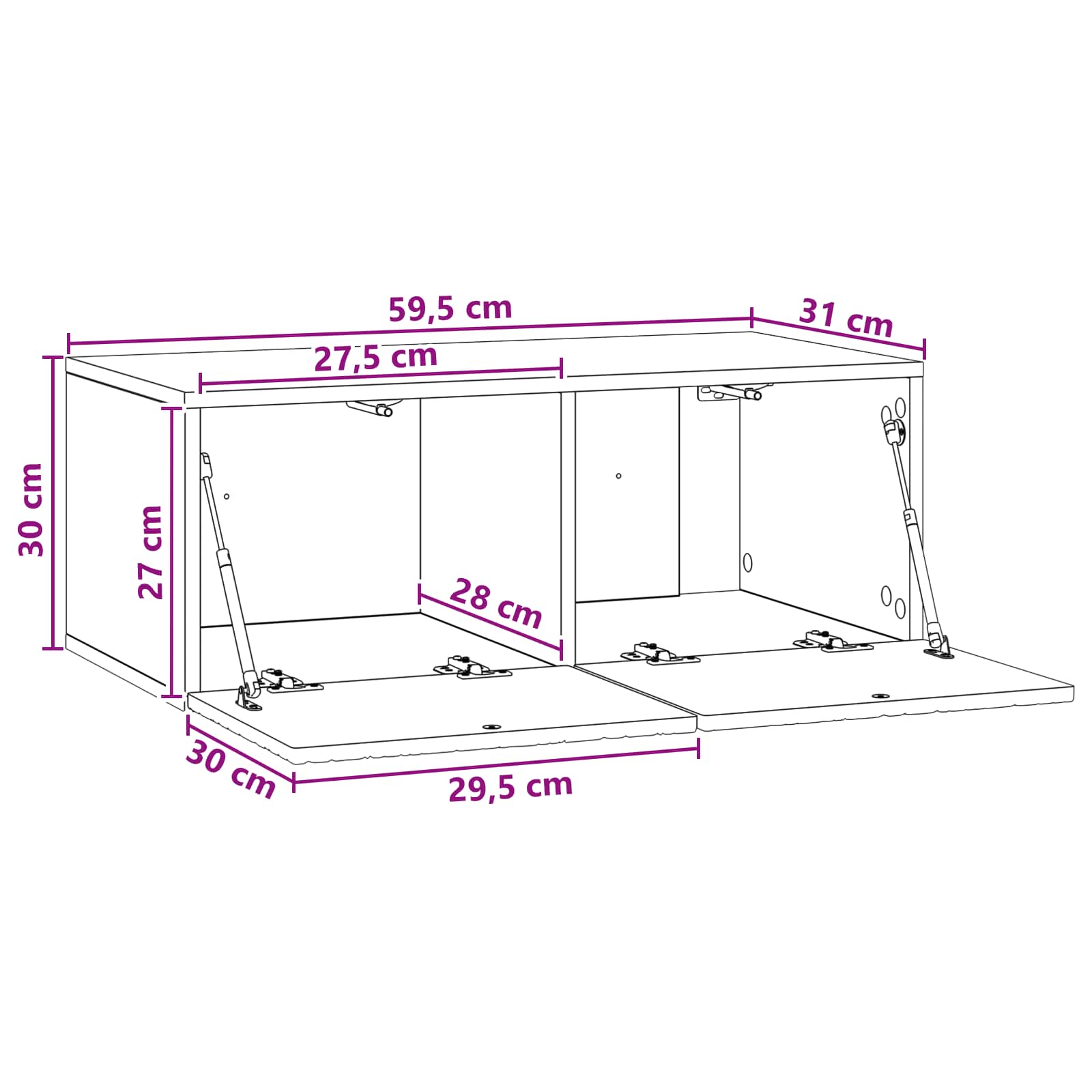 Wandmontierter TV-Schrank 59,5 x 31 cm Schwarz Holzwerkstoff