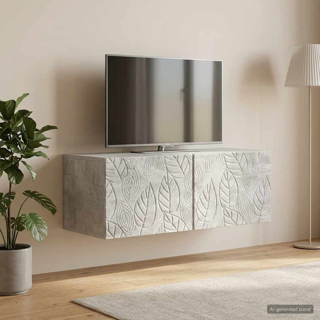 Wandmontierter TV-Schrank 59,5 x 31 cm Betongrau Holzwerkstoff