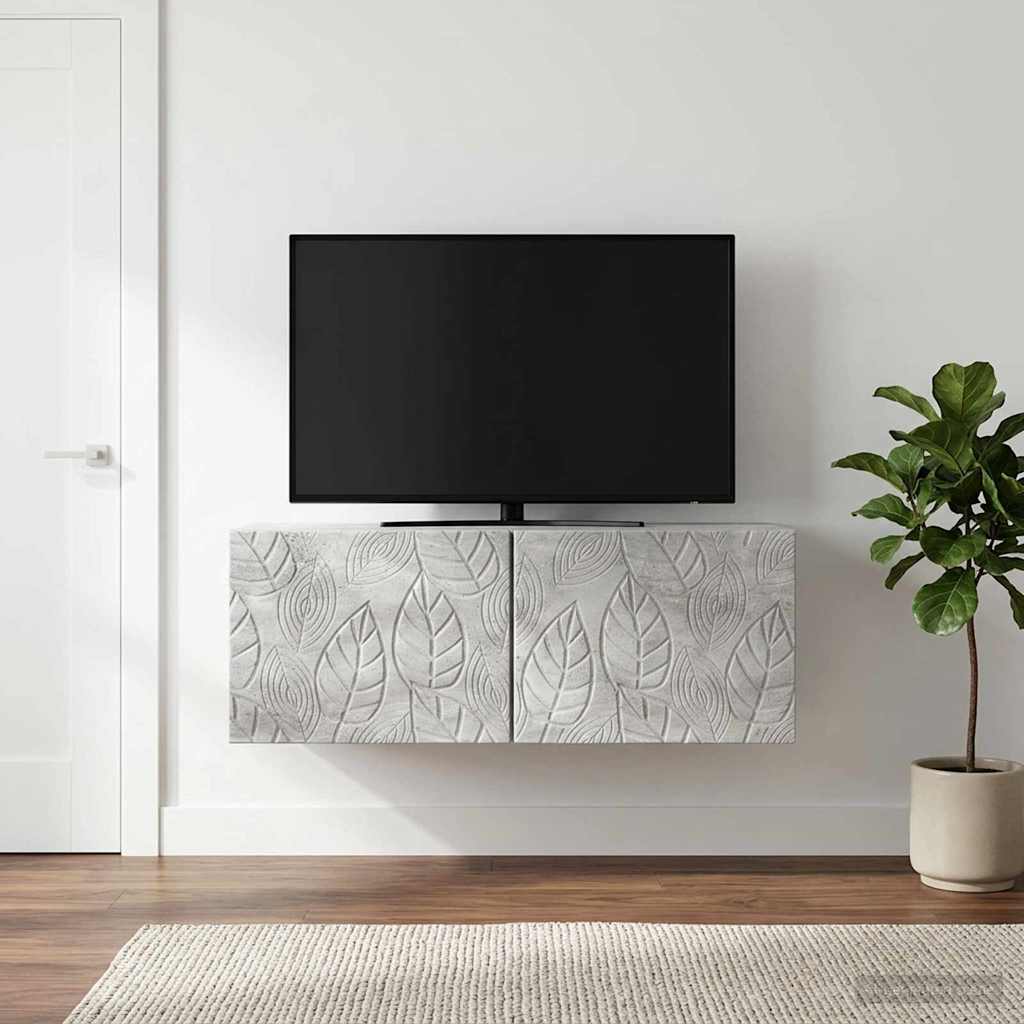 Wandmontierter TV-Schrank 59,5 x 31 cm Betongrau Holzwerkstoff