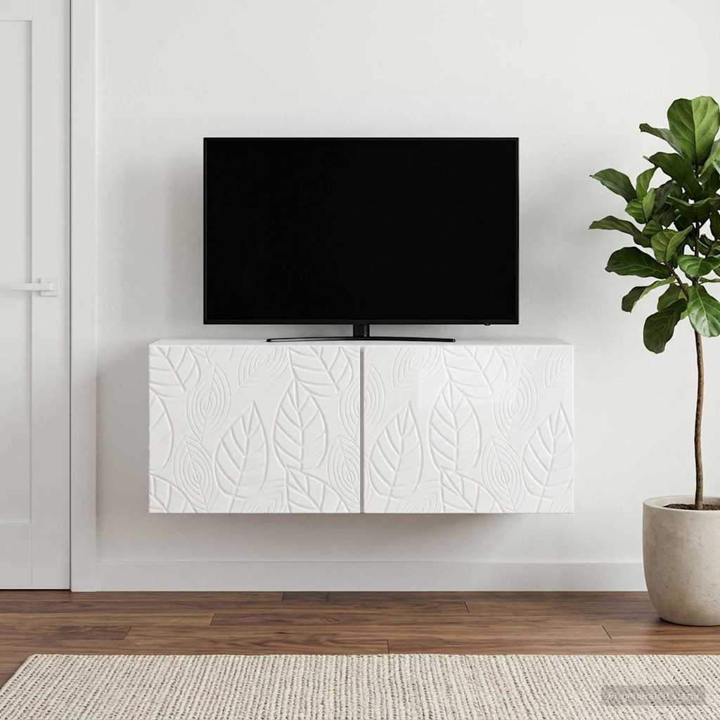 Wandmontierter TV-Schrank 59,5 x 31 cm Hochglanz Weiß