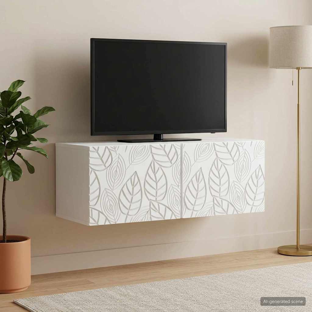 Wandmontierter TV-Schrank 78,5 x 31 cm Weiß Holzwerkstoff