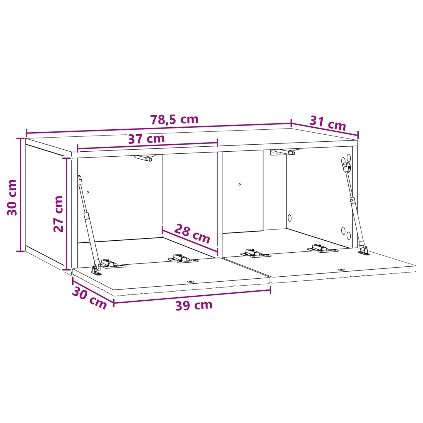 Wandmontierter TV-Schrank 78,5 x 31 cm Weiß Holzwerkstoff