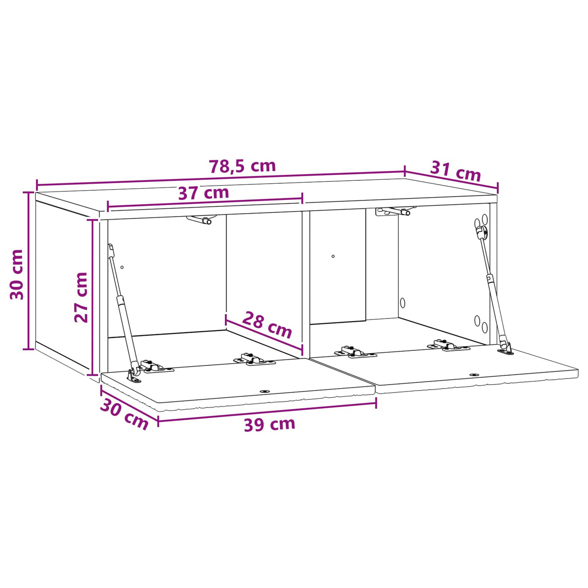Wandmontierter TV-Schrank 78,5 x 31 cm Weiß Holzwerkstoff