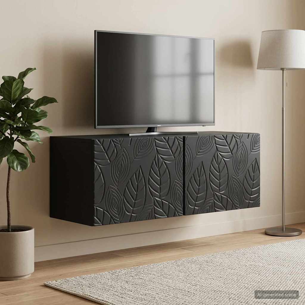Wandmontierter TV-Schrank 78,5 x 31 cm Schwarz Holzwerkstoff
