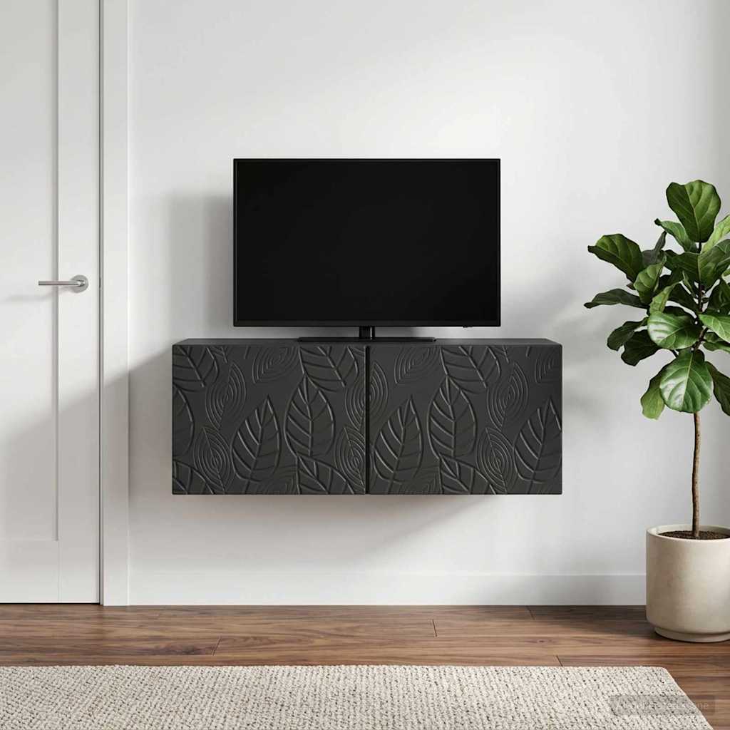 Wandmontierter TV-Schrank 78,5 x 31 cm Schwarz Holzwerkstoff