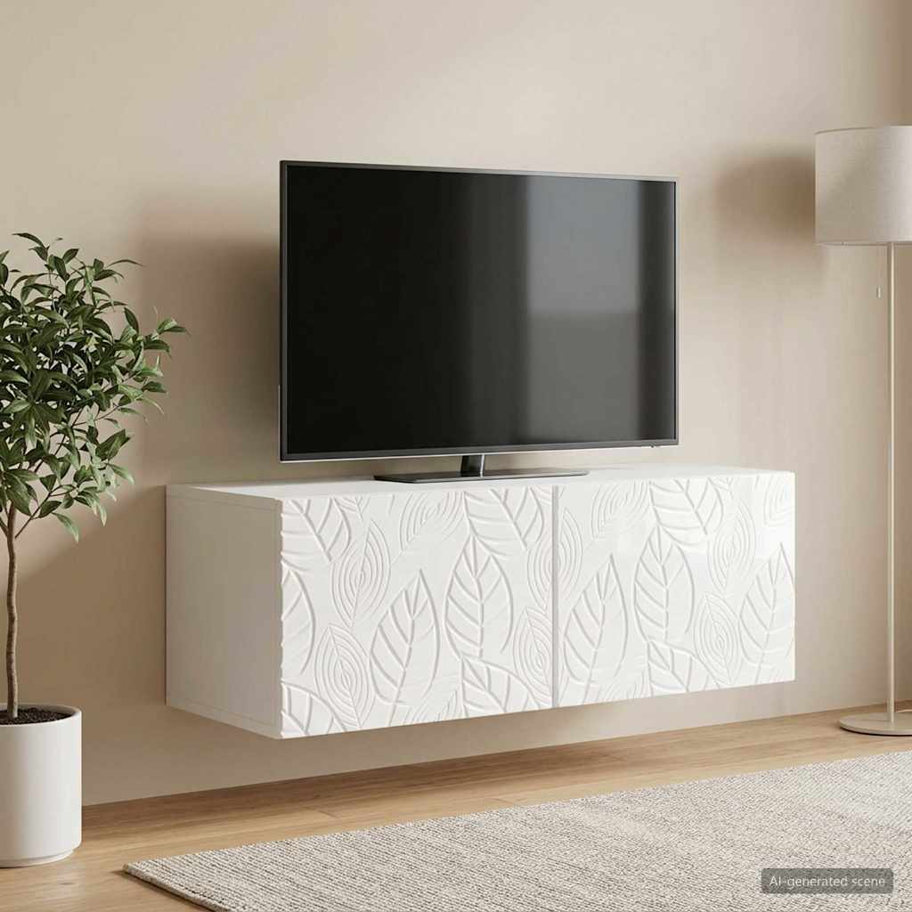 Wandmontierter TV-Schrank 78,5 x 31 cm Hochglanz Weiß