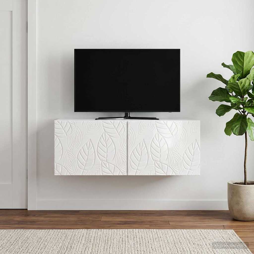 Wandmontierter TV-Schrank 78,5 x 31 cm Hochglanz Weiß