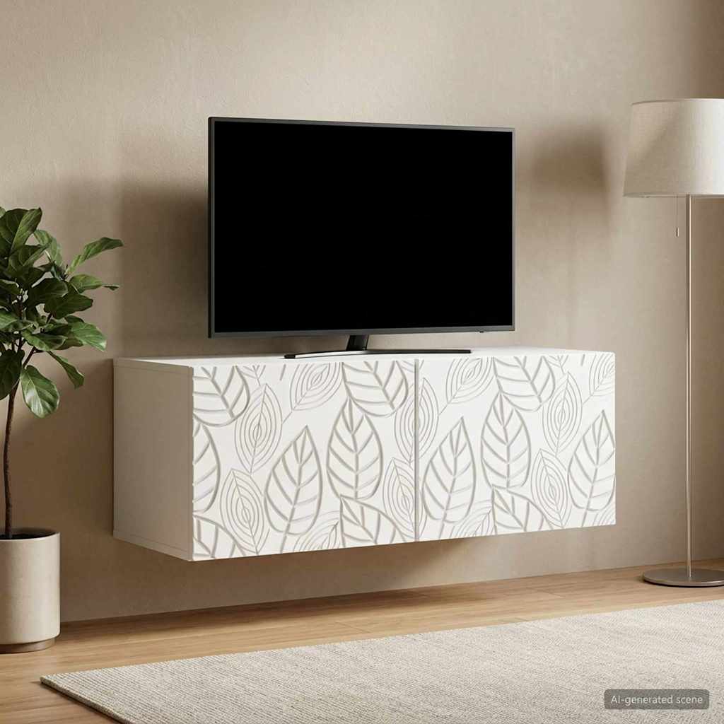 Wandmontierter TV-Schrank 98 x 31 cm Weiß Holzwerkstoff