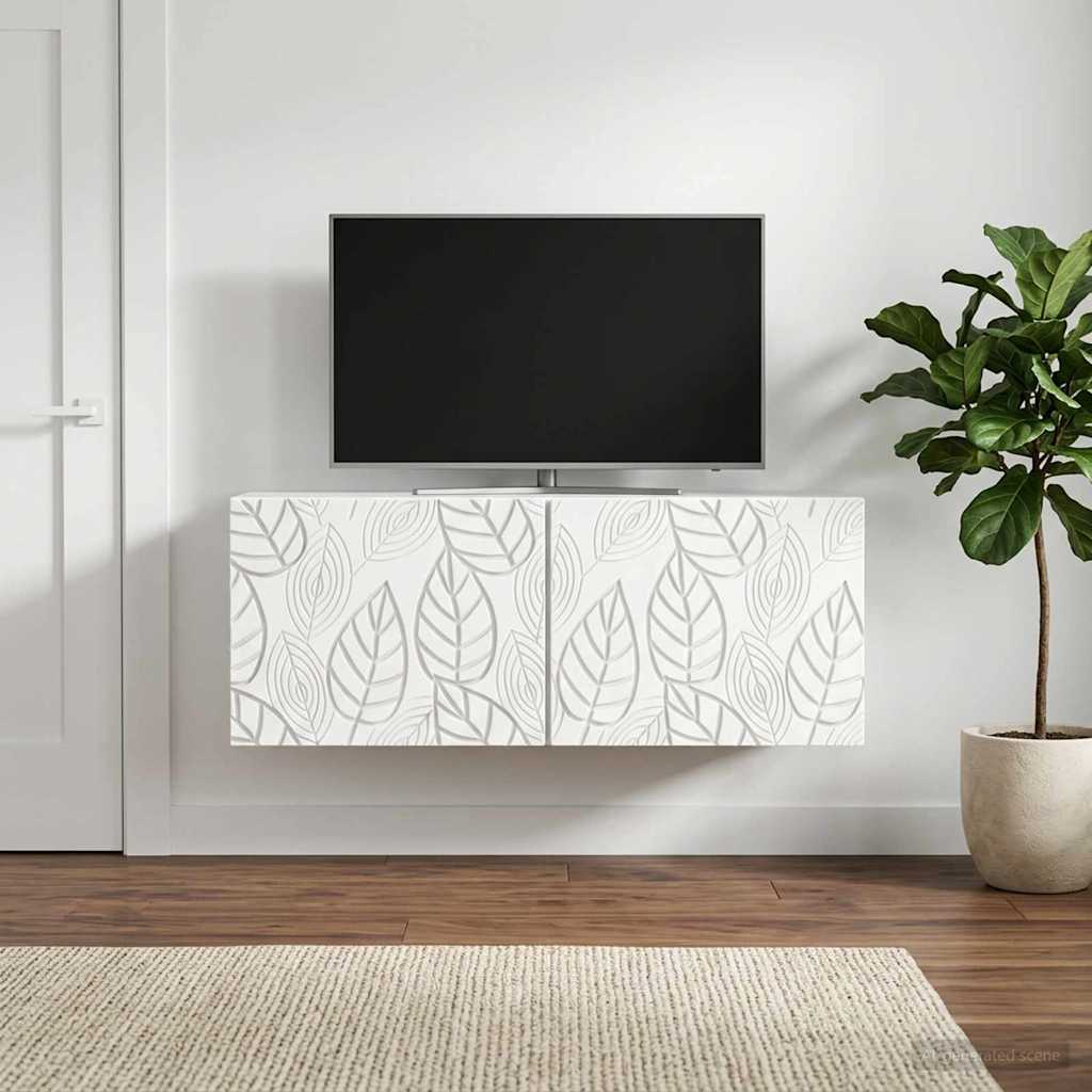 Wandmontierter TV-Schrank 98 x 31 cm Weiß Holzwerkstoff