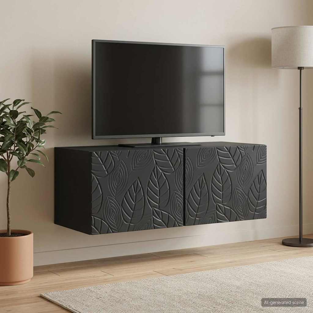 Wandmontierter TV-Schrank 98 x 31 cm Schwarz Holzwerkstoff