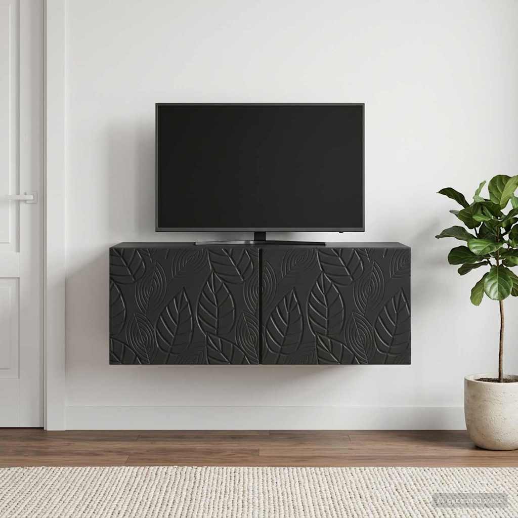 Wandmontierter TV-Schrank 98 x 31 cm Schwarz Holzwerkstoff