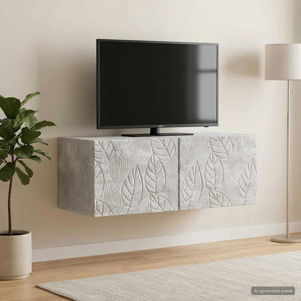 Wandmontierter TV-Schrank 98 x 31 cm Betongrau Holzwerkstoff