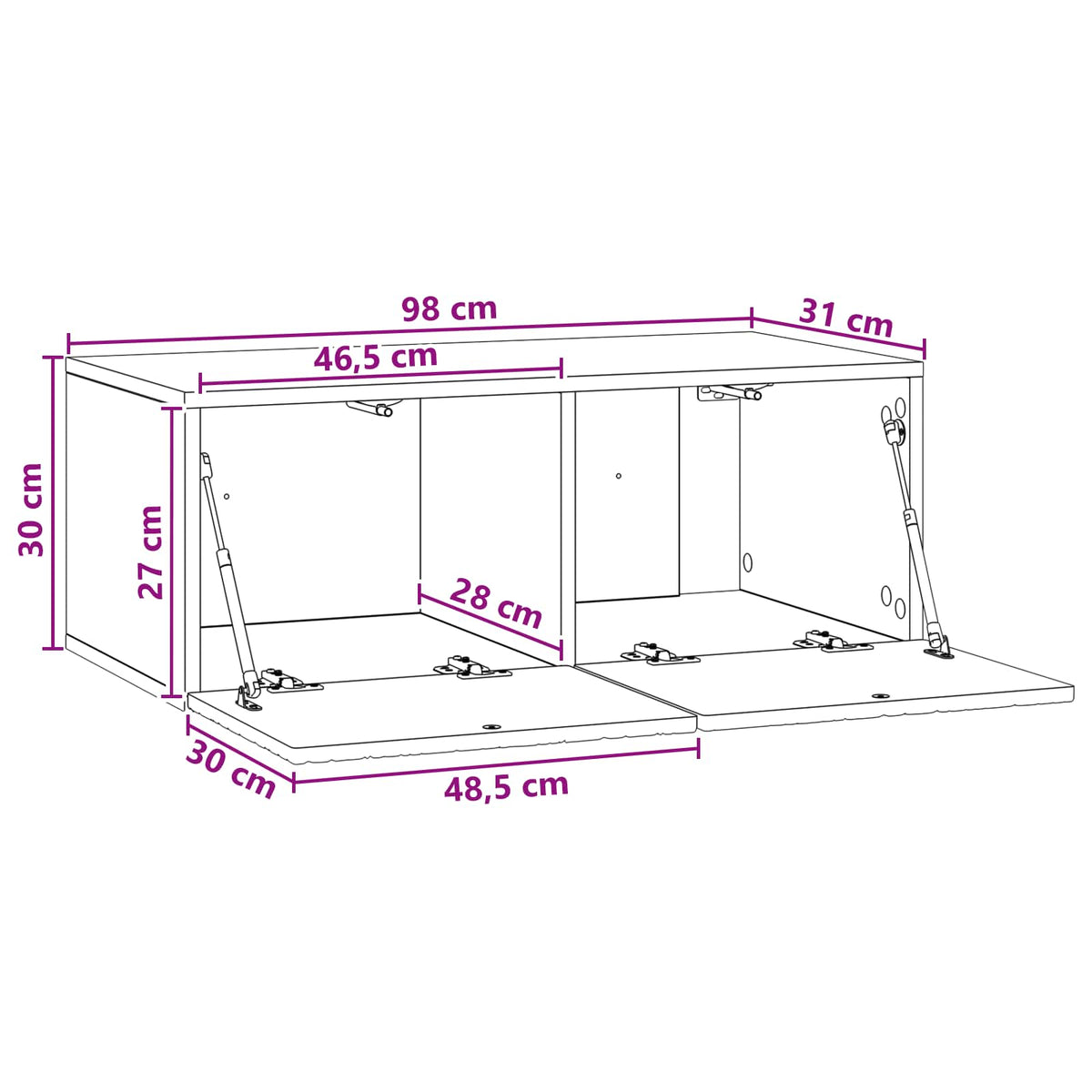 Wandmontierter TV-Schrank 98 x 31 cm Betongrau Holzwerkstoff