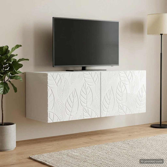 Wandmontierter TV-Schrank 98 x 31 cm Hochglanz Weiß