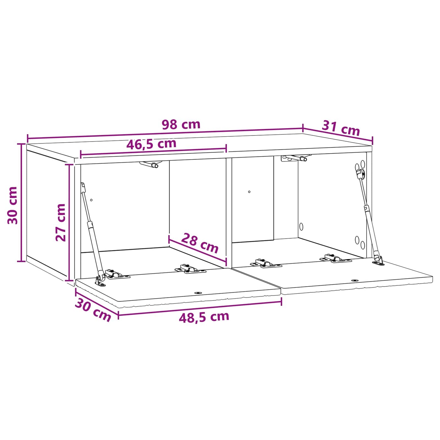 Wandmontierter TV-Schrank 98 x 31 cm Artisan-Eiche