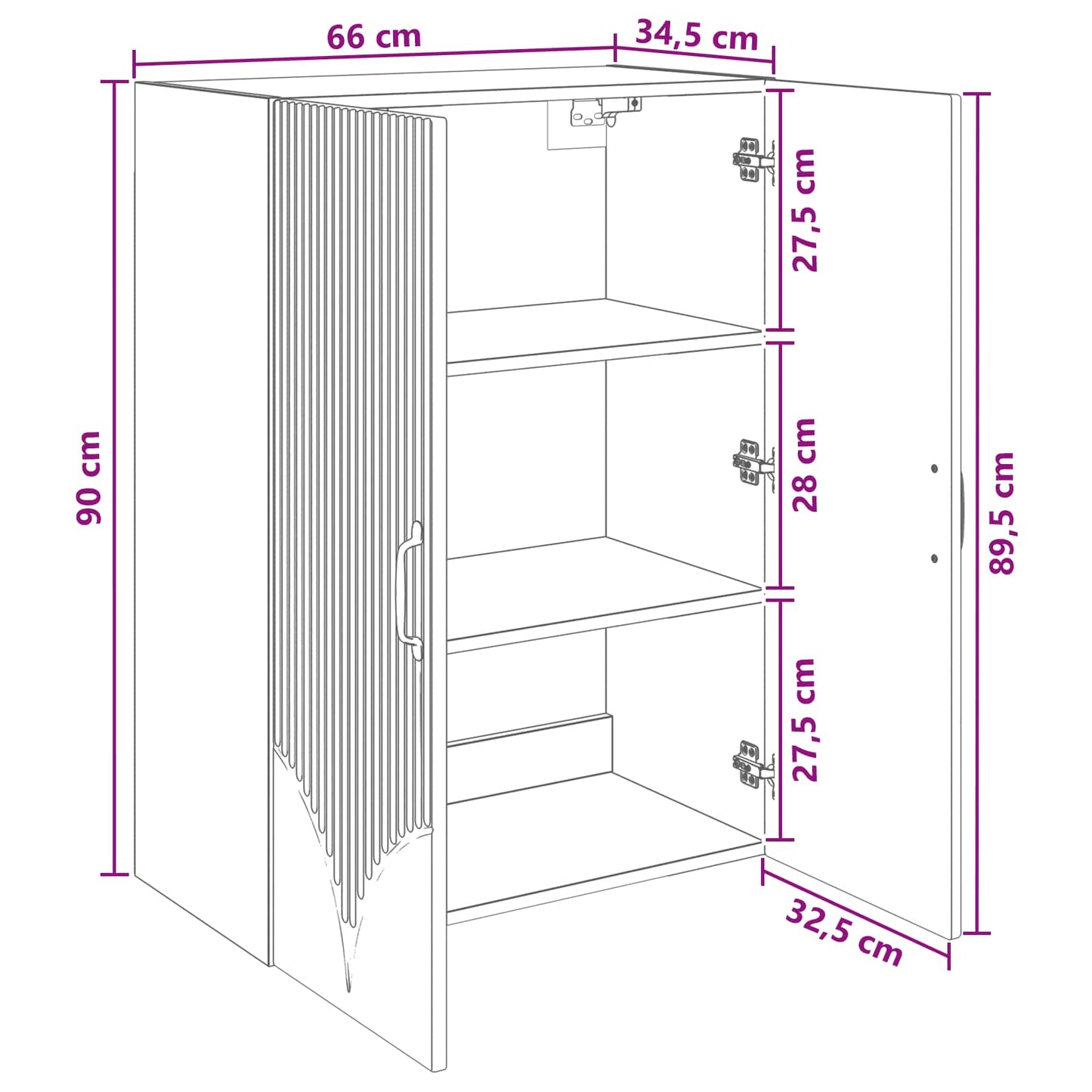 Wandschrank Weiß 66 x 34,5 x 90 cm Holzwerkstoff