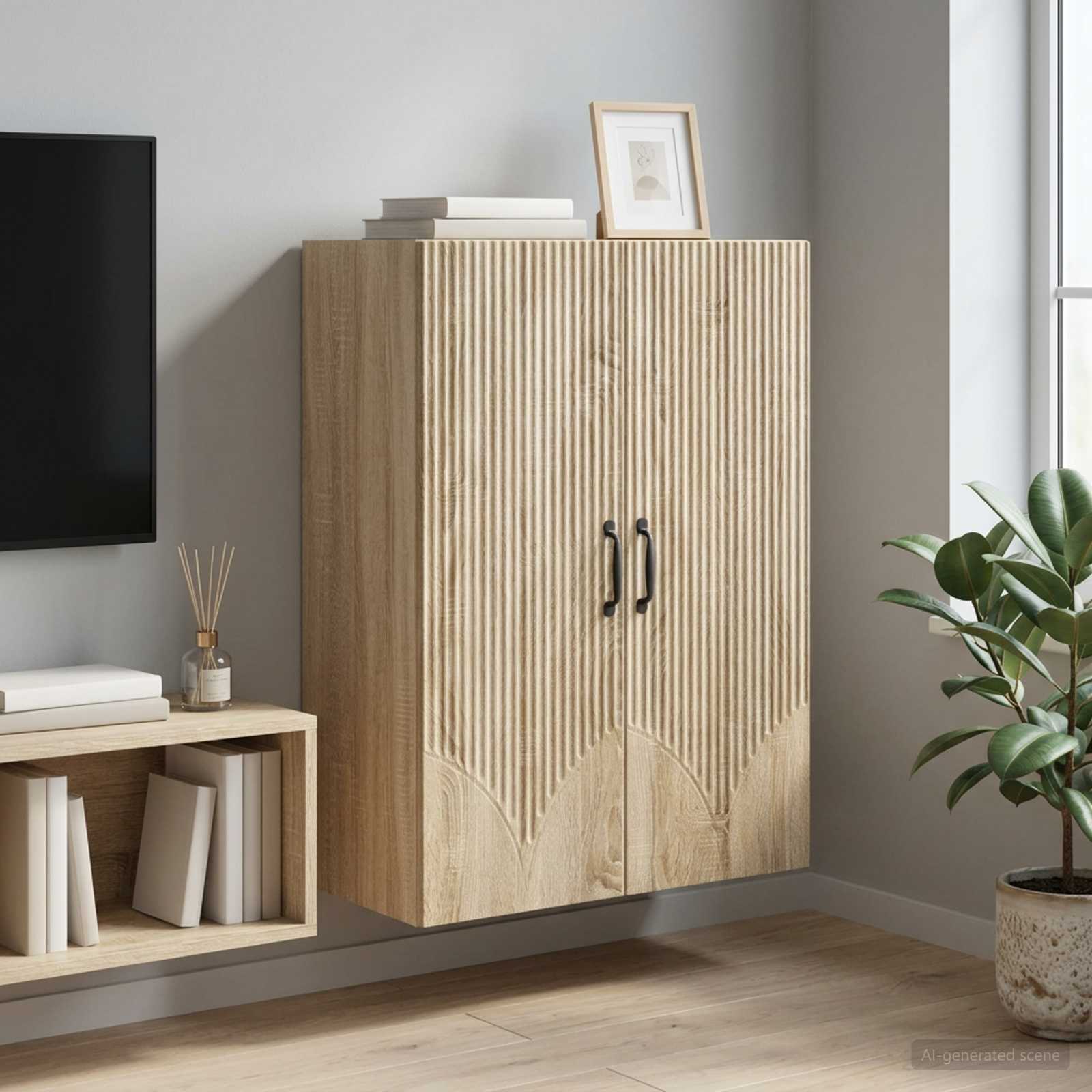 Wandschrank 66 x 34,5 x 90 cm Holzwerkstoff Sonoma-Eiche