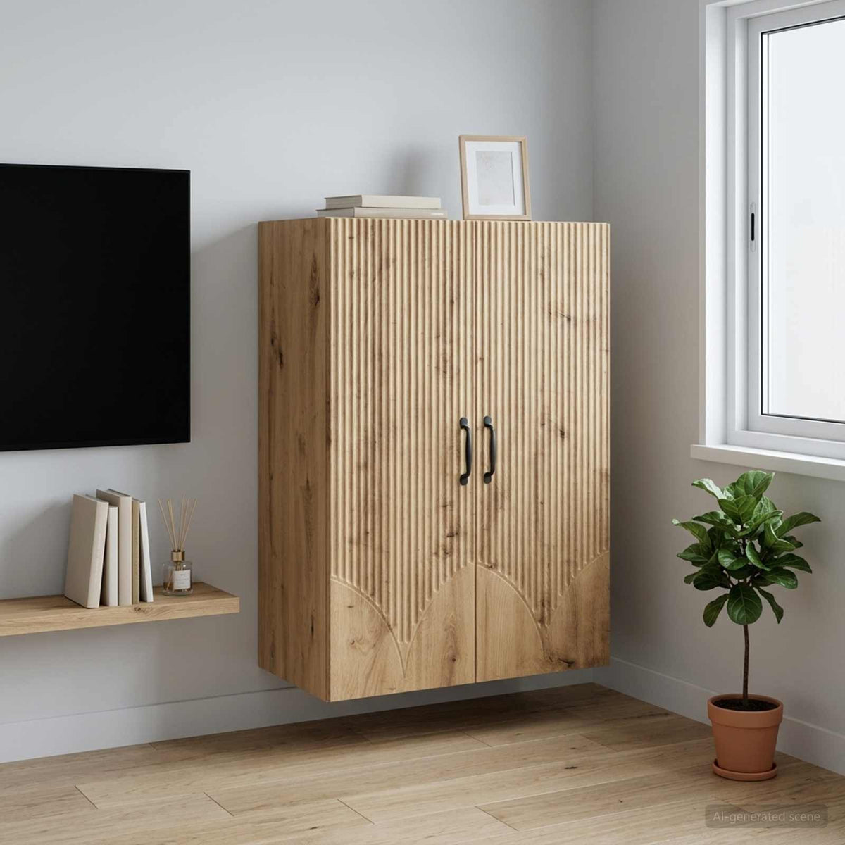 Wandschrank 66 x 34,5 x 90 cm Holzwerkstoff Artisan-Eiche