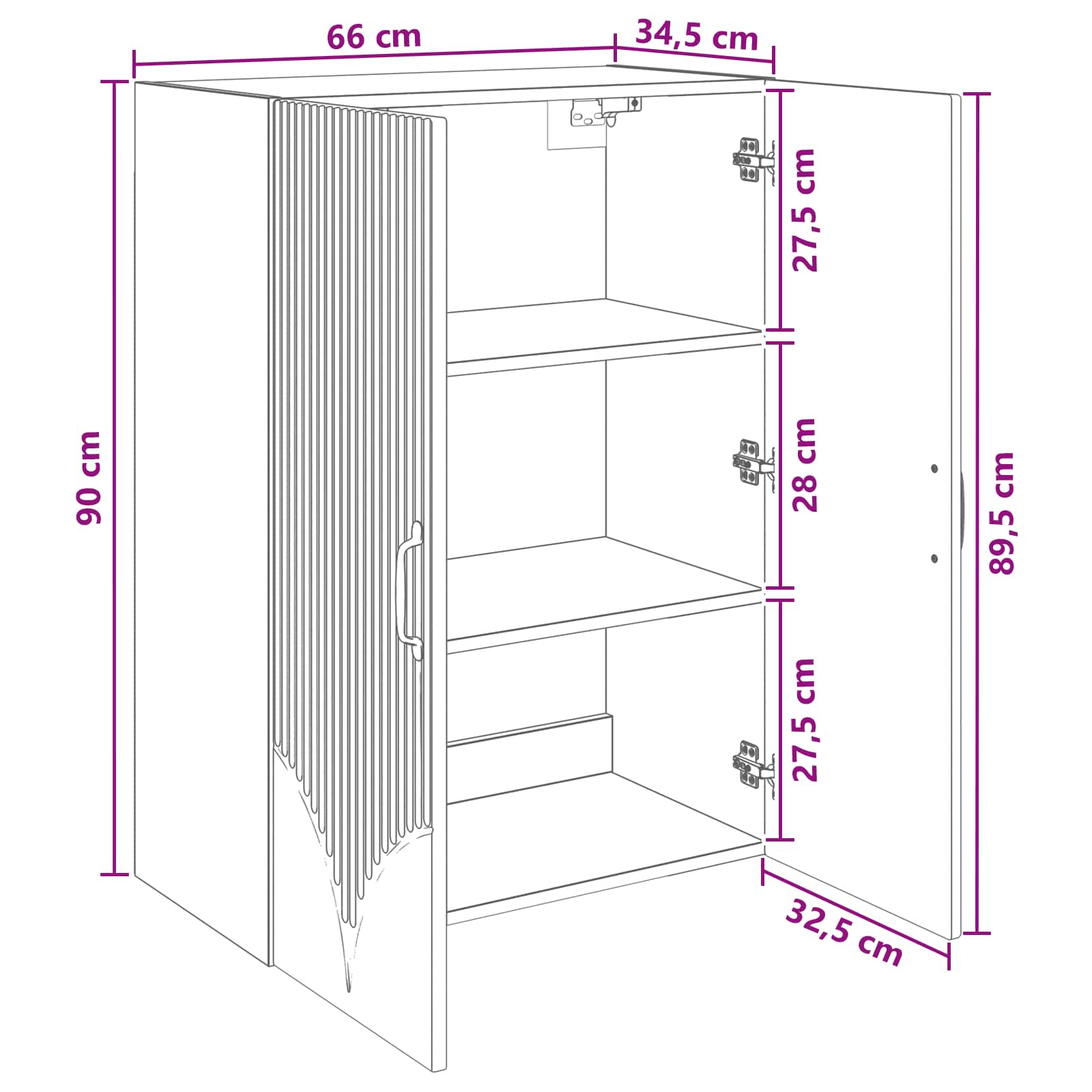 Wandschrank 66 x 34,5 x 90 cm Holzwerkstoff Artisan-Eiche