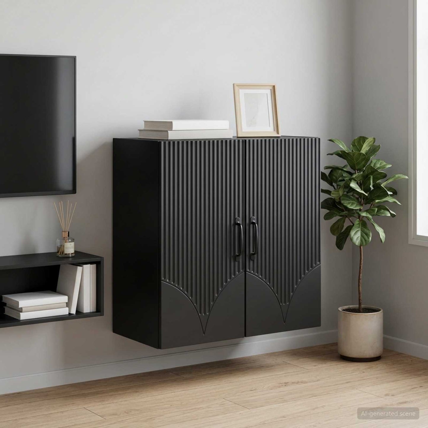 Wandschrank 59 x 31 x 60 cm Holzwerkstoff Schwarz