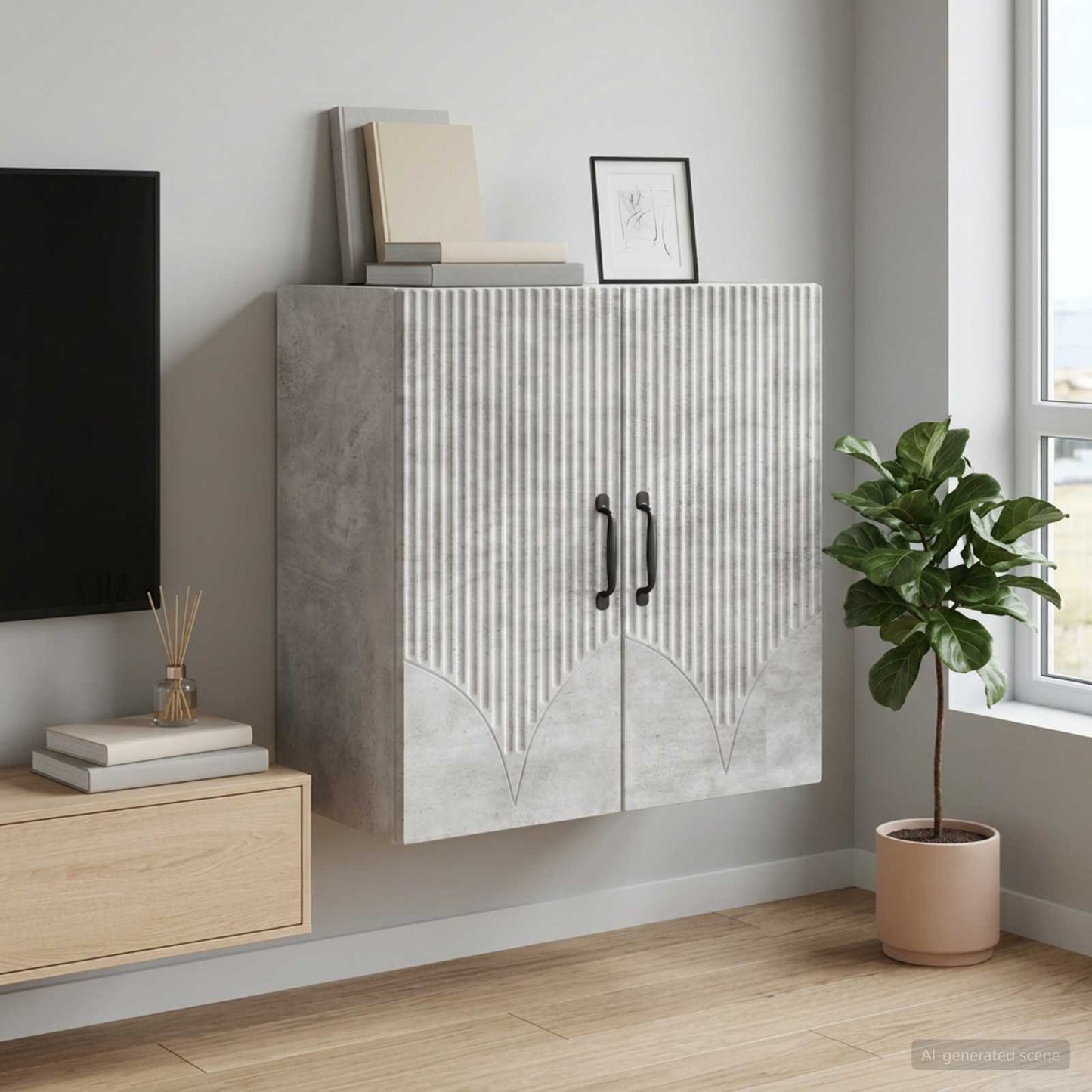 Wandschrank 59 x 31 x 60 cm Holzwerkstoff Betongrau