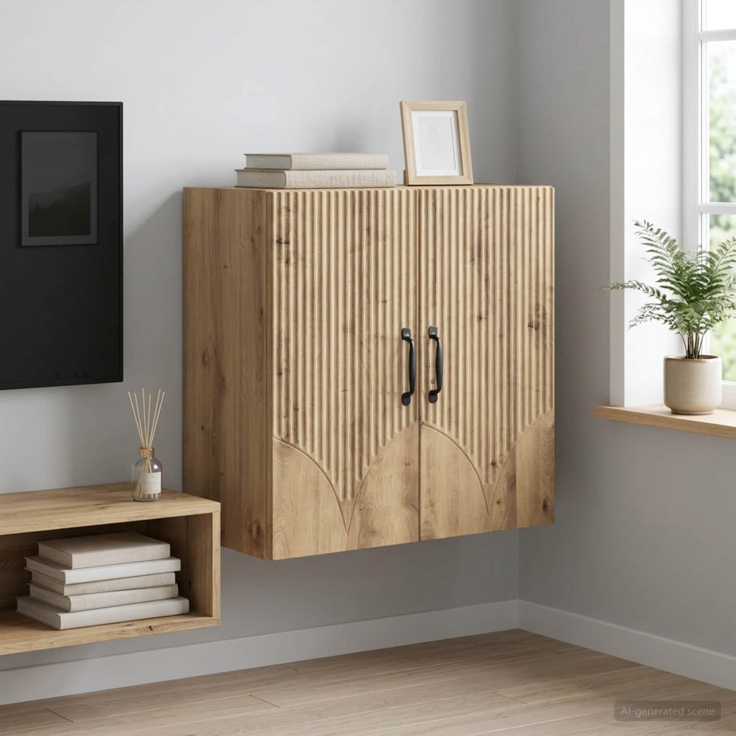 Wandschrank 59 x 31 x 60 cm Holzwerkstoff Artisan-Eiche