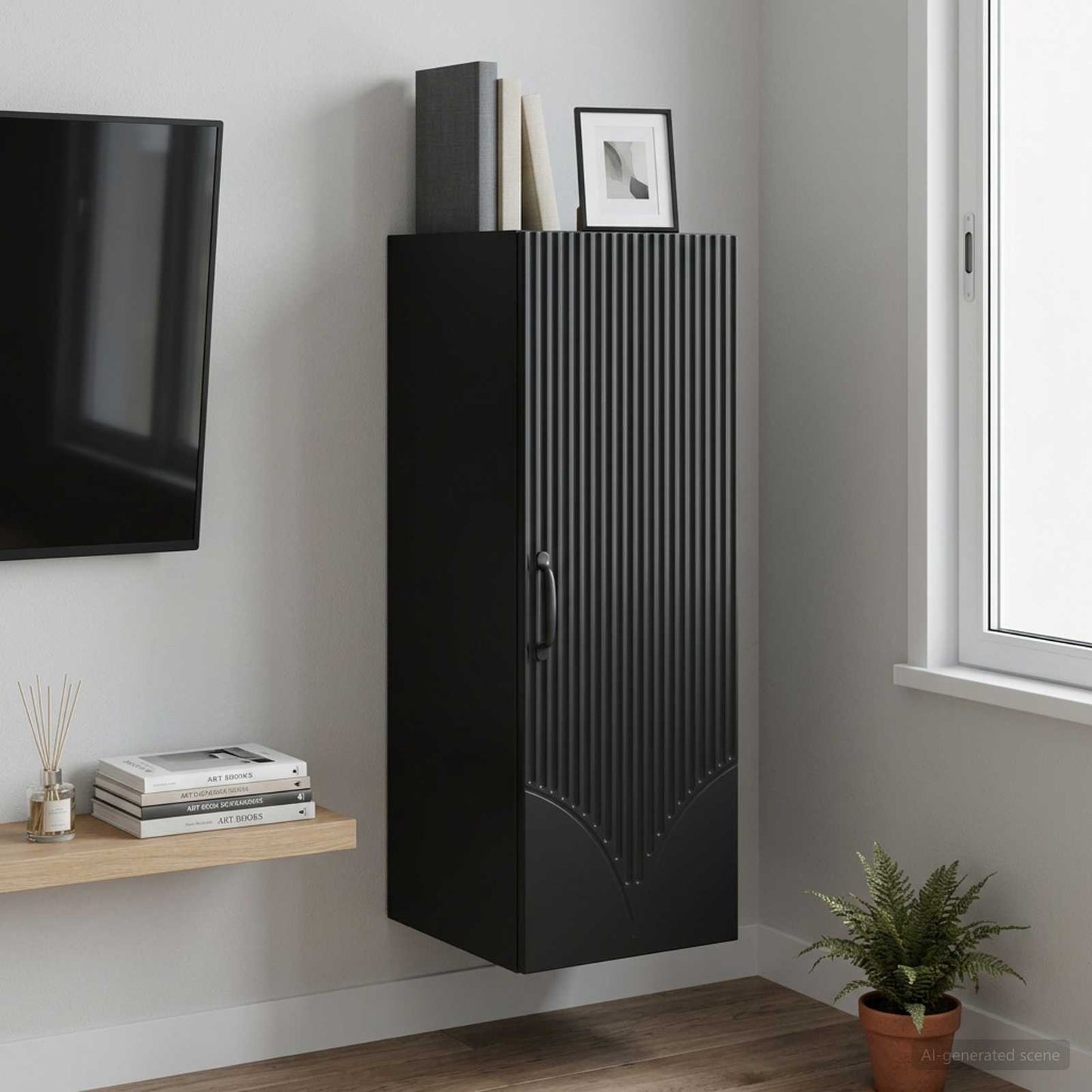 Wandschrank 33 x 34,5 x 90 cm Holzwerkstoff Schwarz