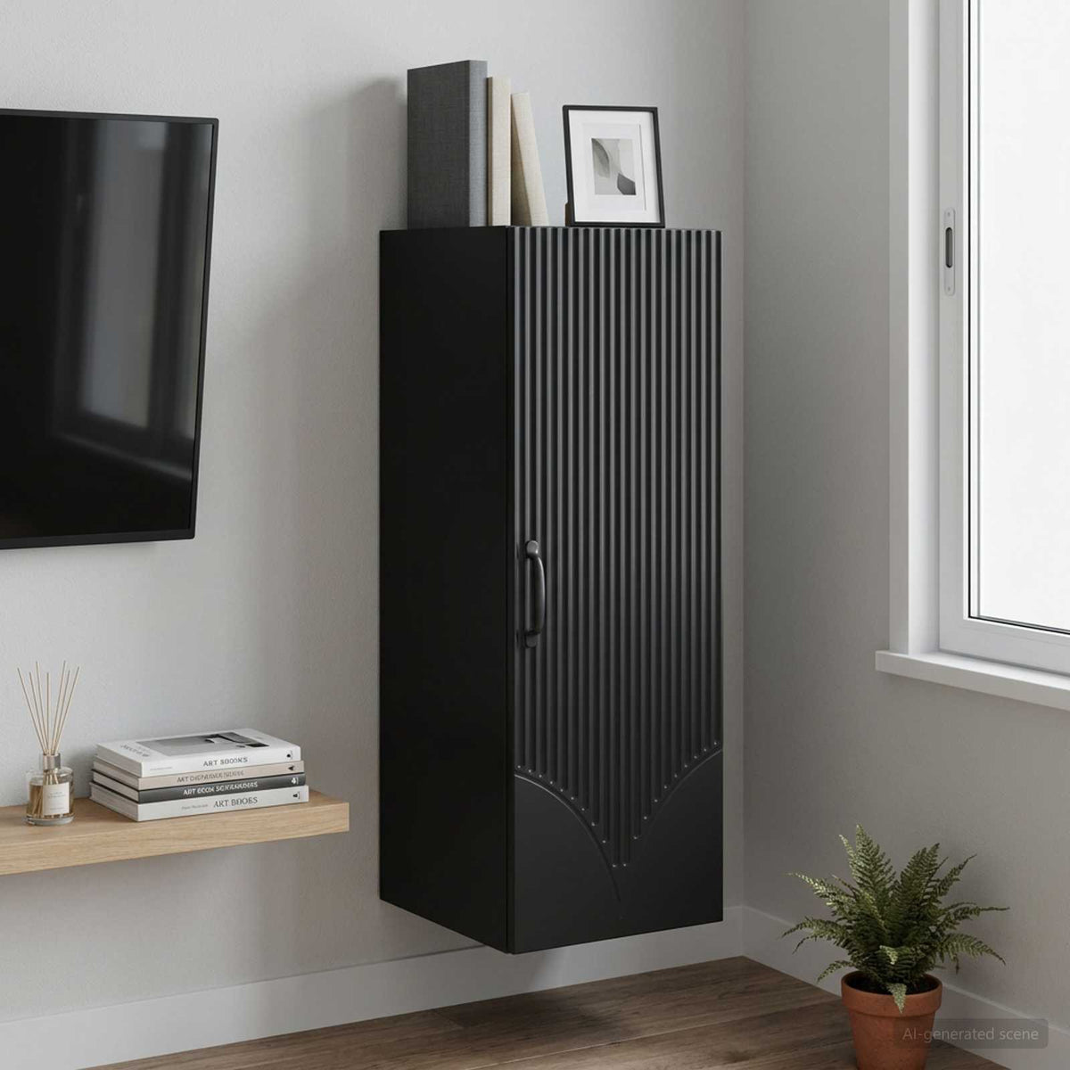 Wandschrank 33 x 34,5 x 90 cm Holzwerkstoff Schwarz