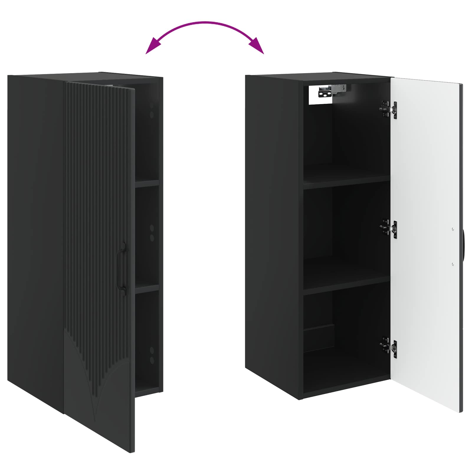Wandschrank 33 x 34,5 x 90 cm Holzwerkstoff Schwarz
