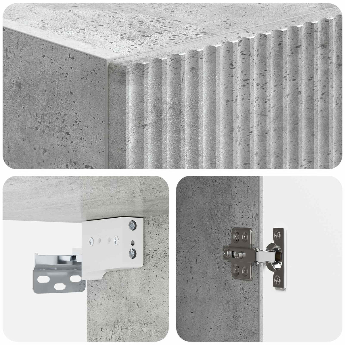 Wandschrank 33 x 34,5 x 90 cm Holzwerkstoff Betongrau