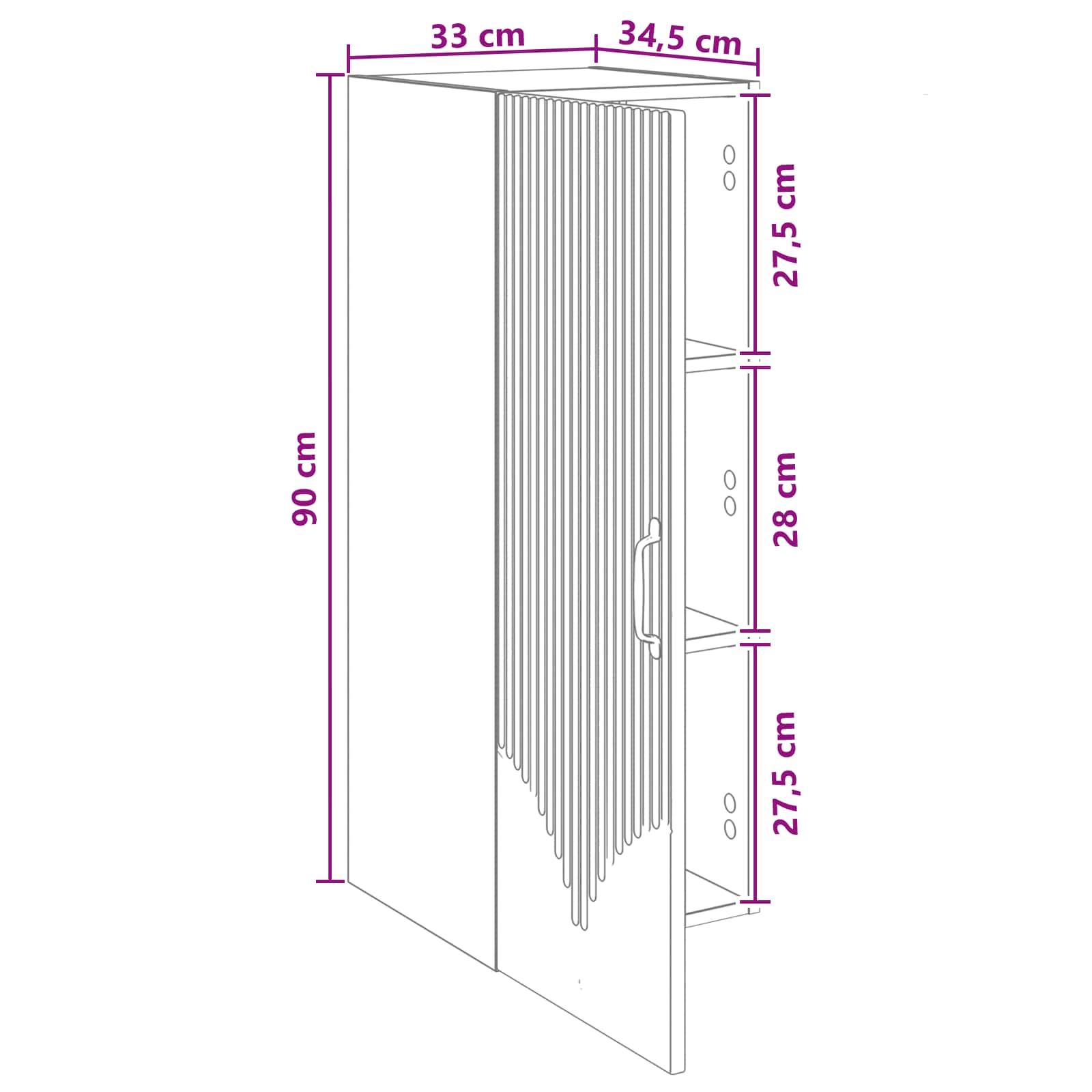 Wandschrank 33 x 34,5 x 90 cm Holzwerkstoff Betongrau