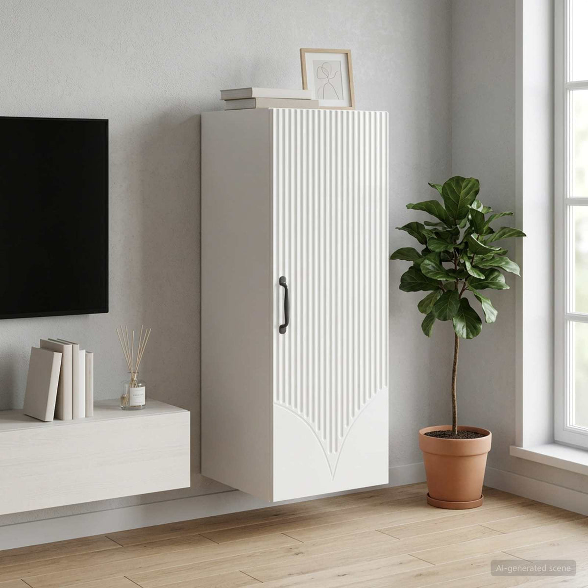 Wandschrank 33 x 34,5 x 90 cm Holzwerkstoff Hochglanz Weiß