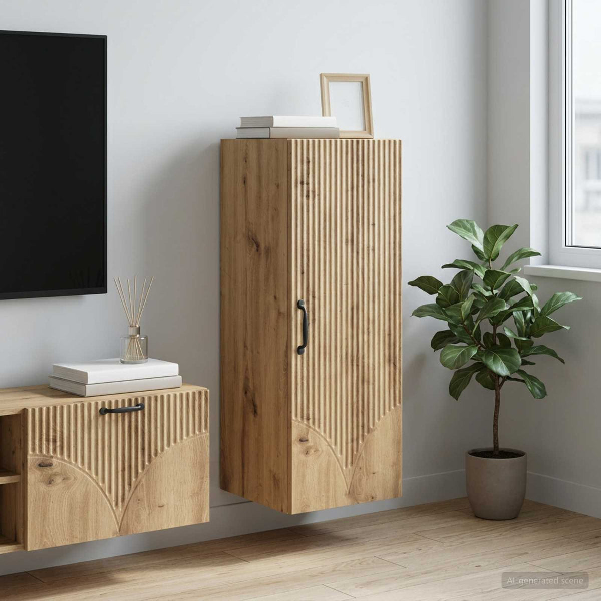 Wandschrank 33 x 34,5 x 90 cm Holzwerkstoff Artisan-Eiche