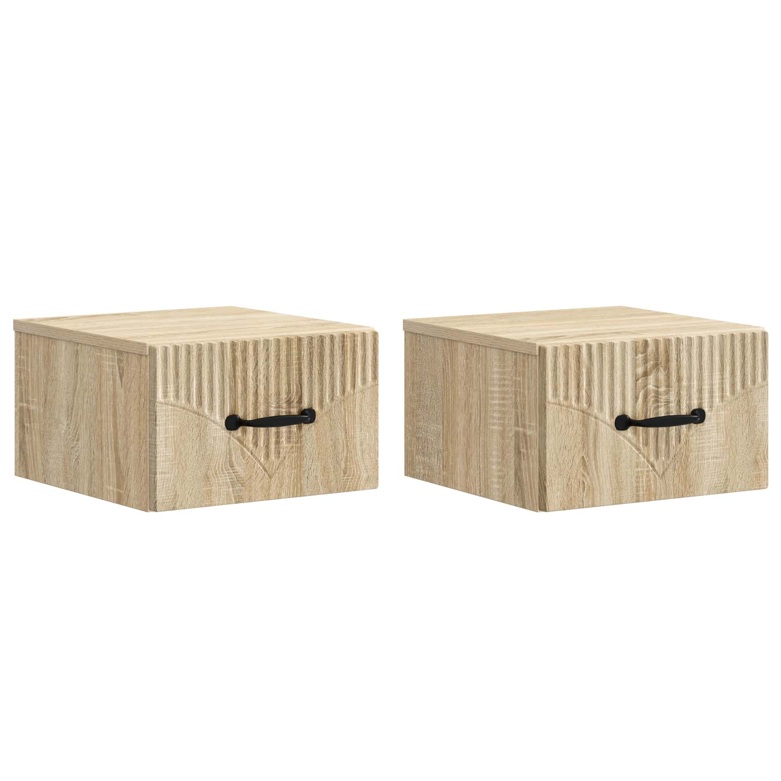 Wandmontierter Nachttisch 2 stk. Sonoma-Eiche 34,5 x 33 x 20 cm