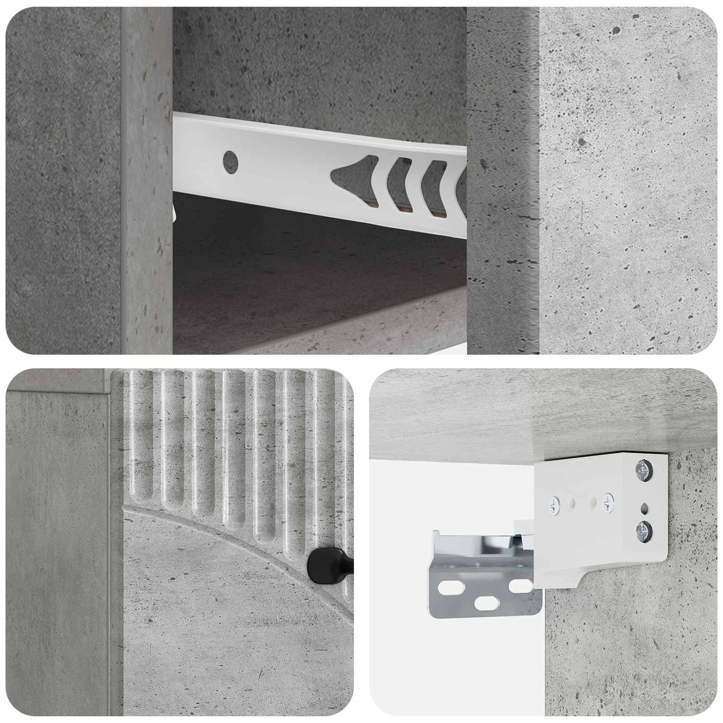 Wandmontierter Nachttisch 2 stk. Betongrau 34,5 x 33 x 20 cm