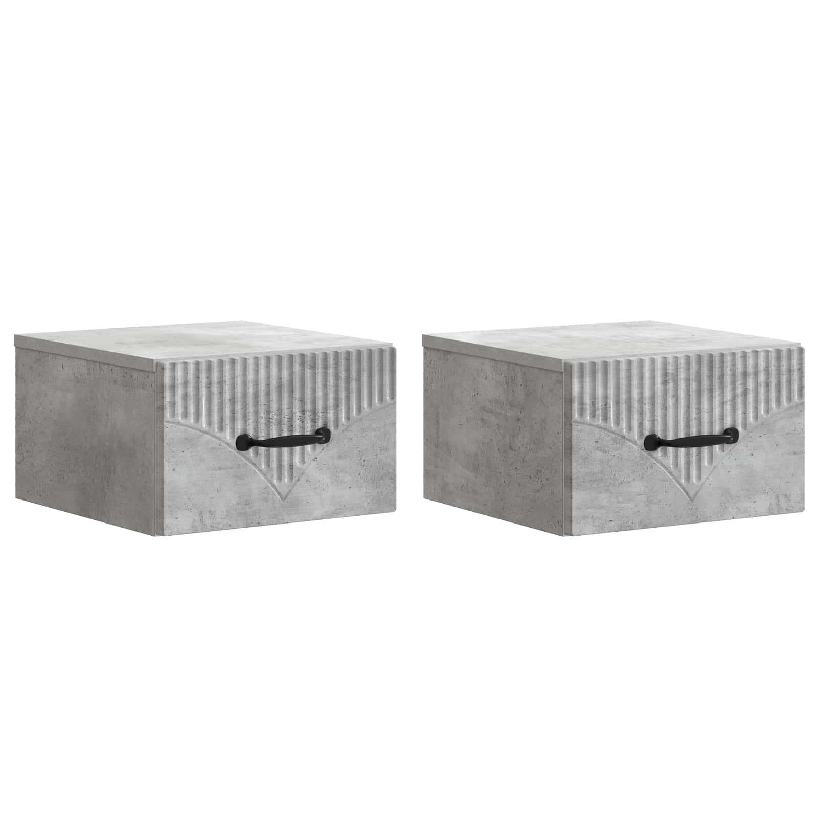 Wandmontierter Nachttisch 2 stk. Betongrau 34,5 x 33 x 20 cm