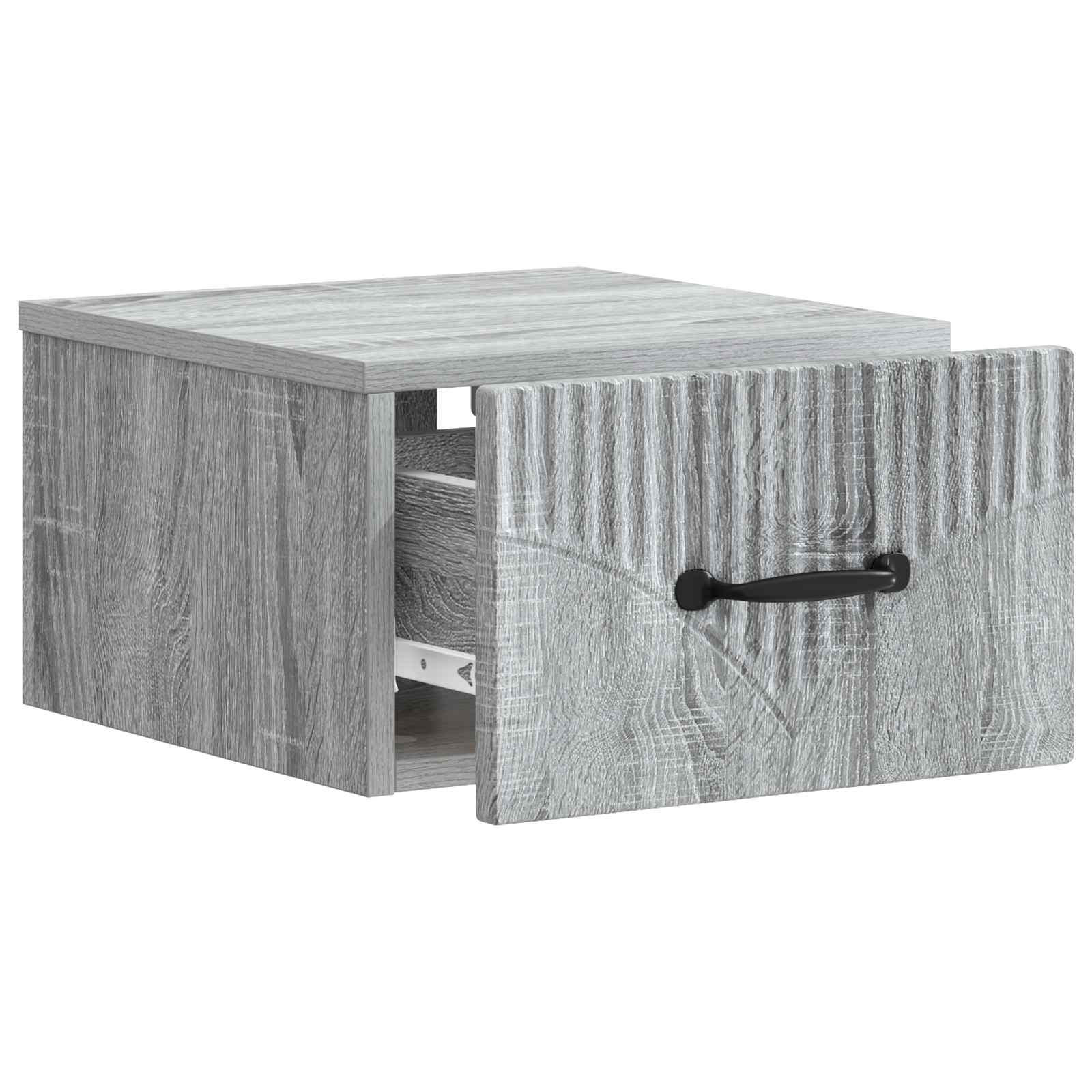 Wandmontierter Nachttisch 2 stk. Graues Sonoma