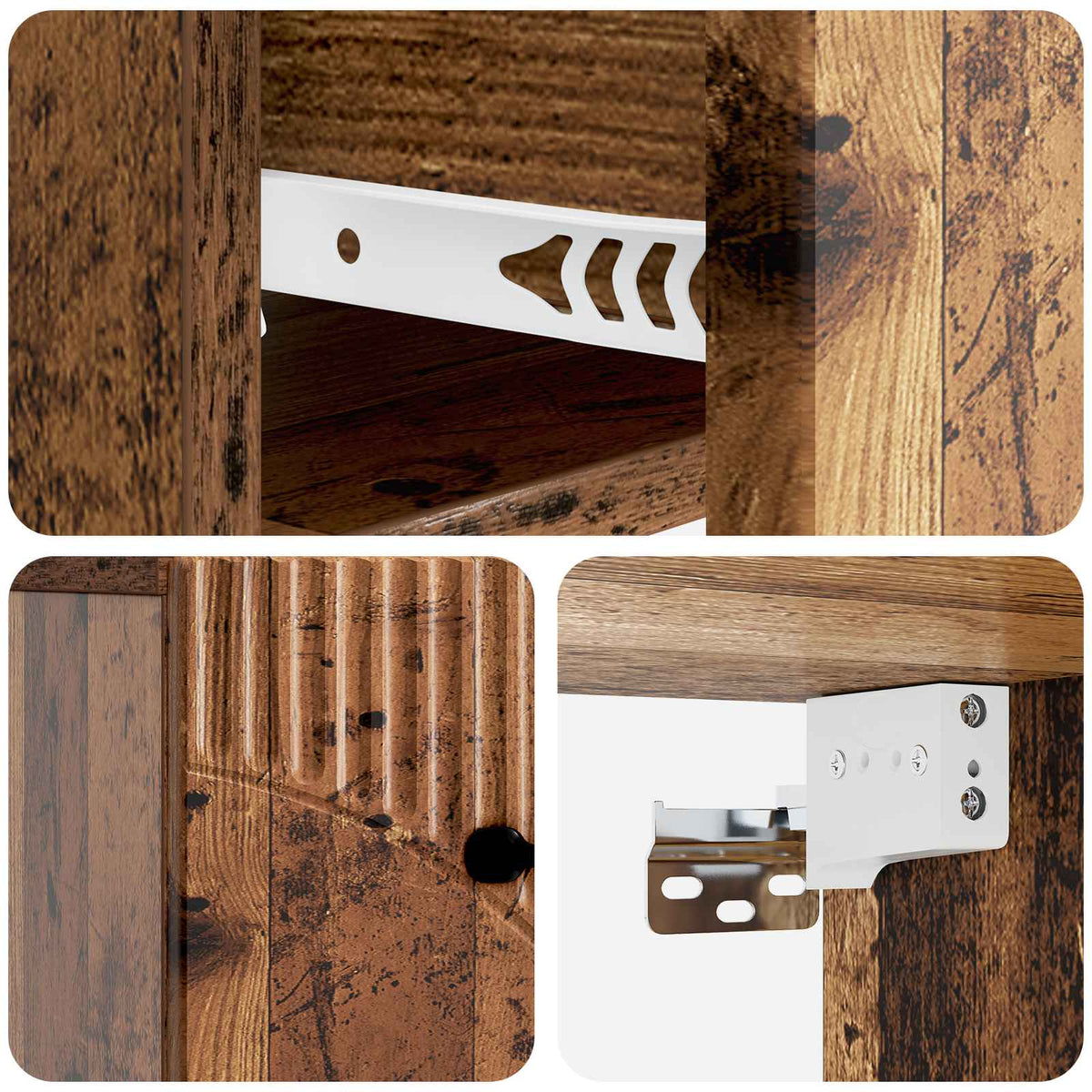 Wandmontierter Nachttisch 2 stk. Altholz 34,5 x 33 x 20 cm