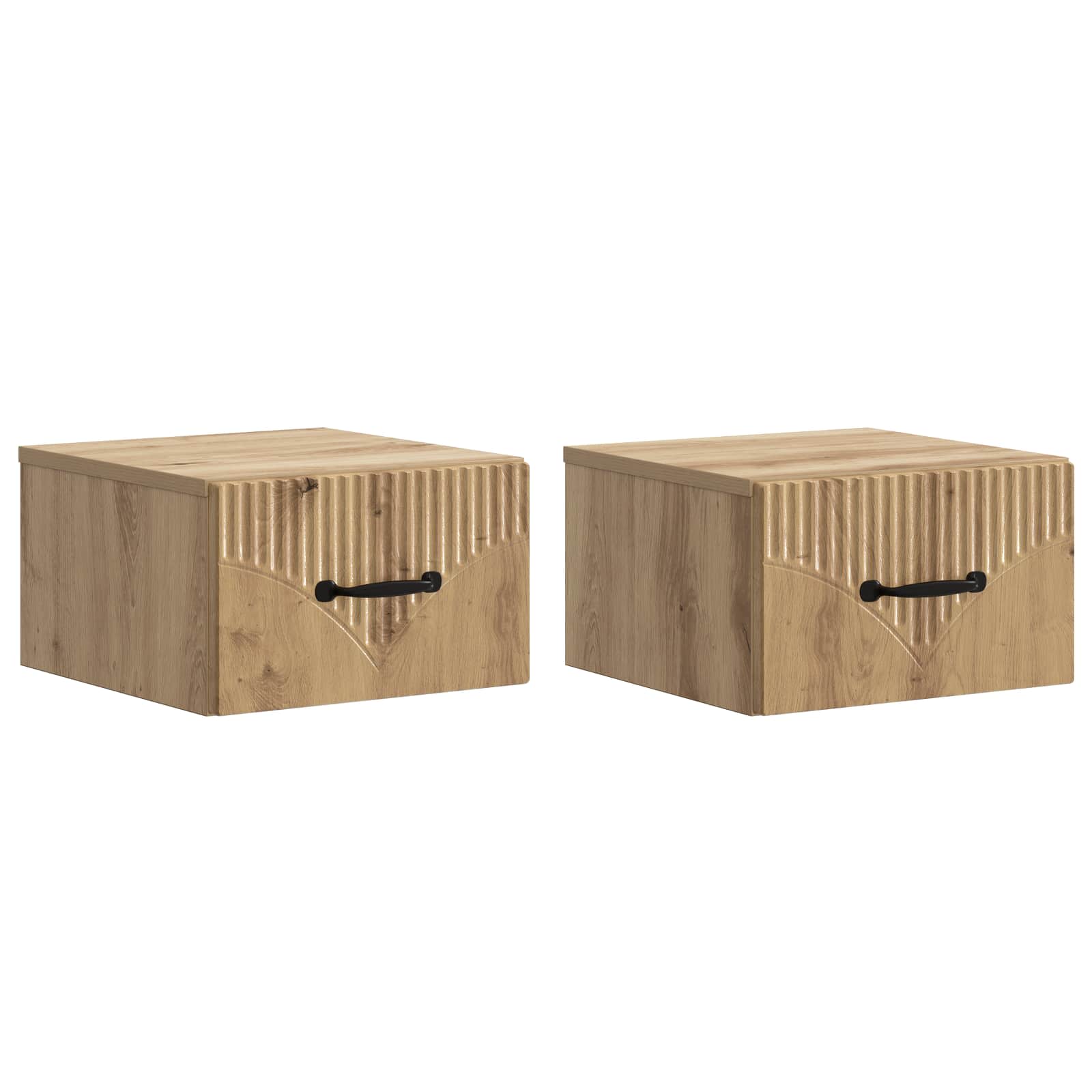 Wandmontierter Nachttisch 2 stk. Artisan-Eiche